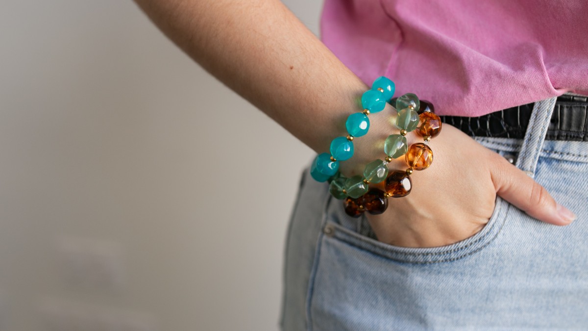 Esquema Pulseras de cuentas redondas de resina