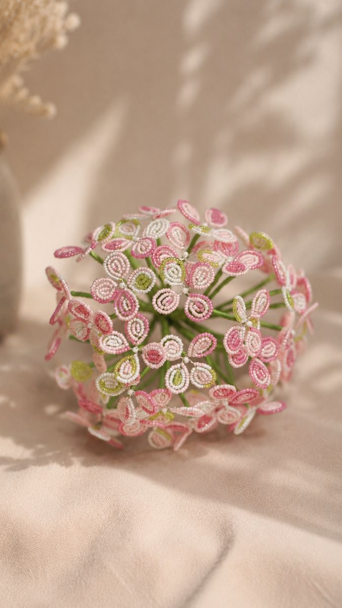 Esquema Flor hecha con cuentas Rocalla Miyuki - Hortensia