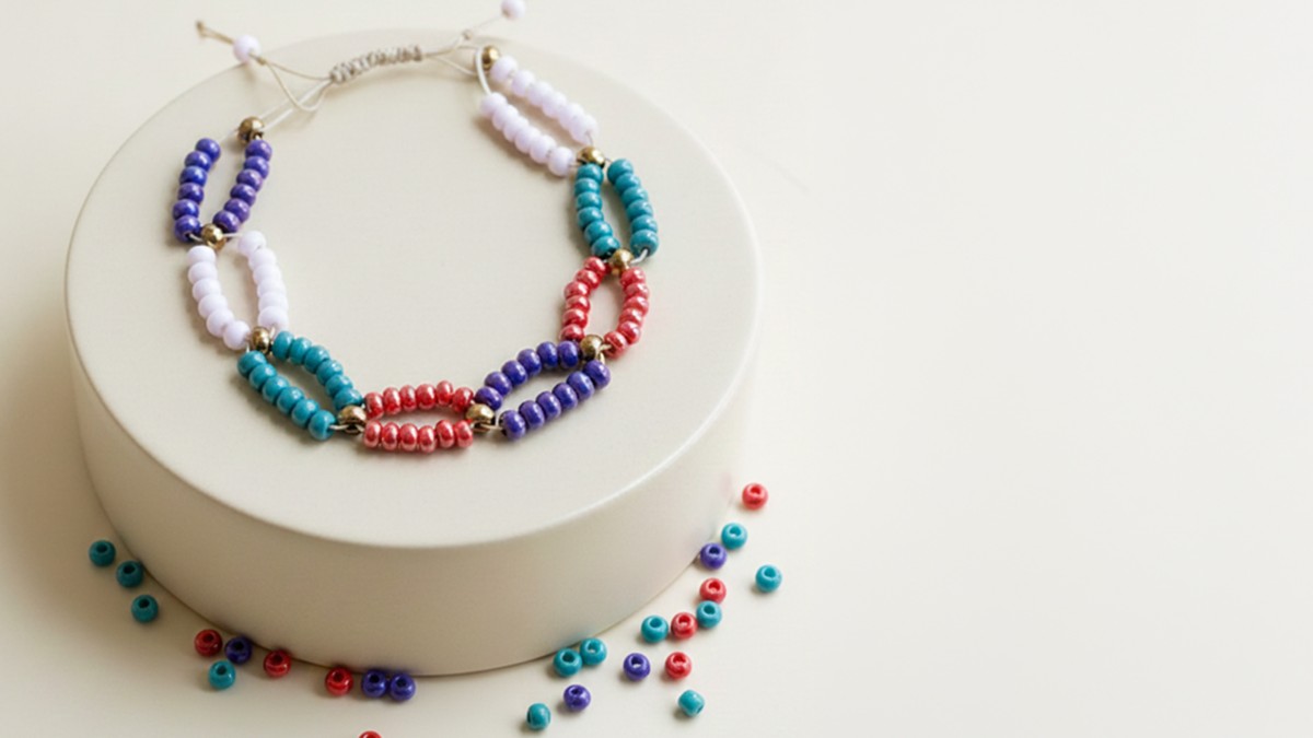 Esquema Pulsera de eslabones de colores con cuentas de Rocalla de 6/0 y 5/0 Esquema Pulsera de eslabones de colores con cuentas de Rocalla de 6/0 y 5/0