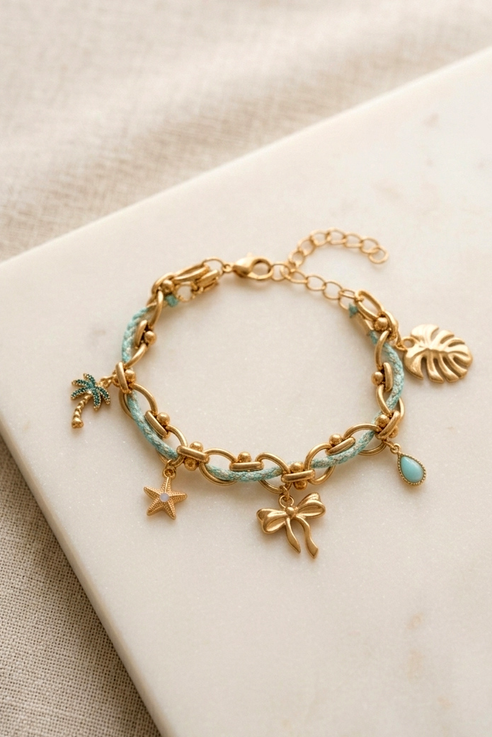 Esquema Pulsera de cordón con dijes Esquema Pulsera de cordón con dijes