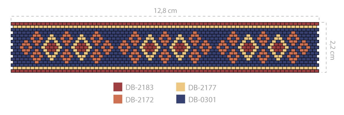 Esquema Tejiendo peyote extraño en el puño de cuero