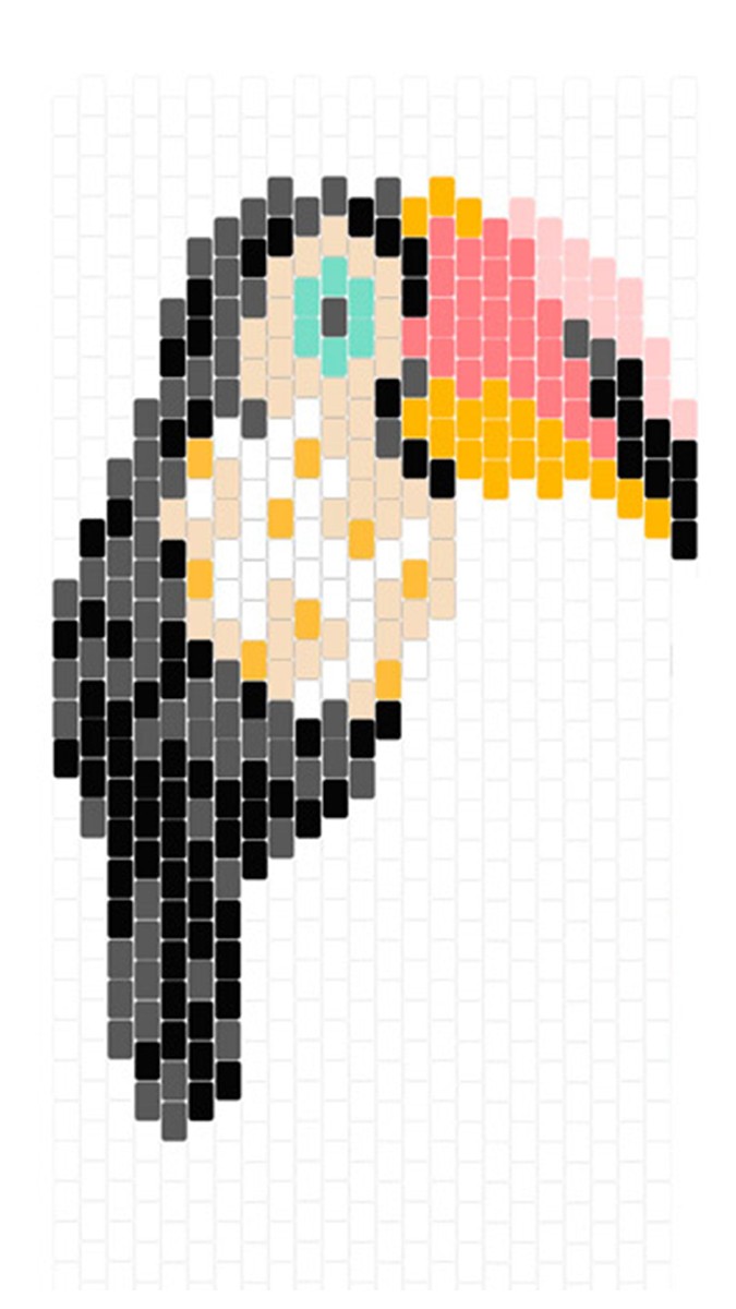 Esquema Broche Toucan en brickstitch por mi pequeño bazar