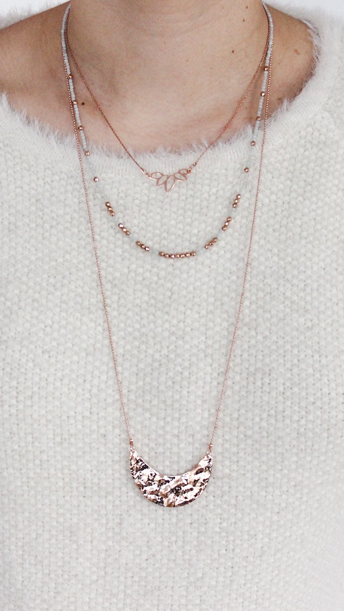 Esquema Apilar collares de oro rosa y hematita Amazonita Esquema Apilar collares de oro rosa y hematita Amazonita