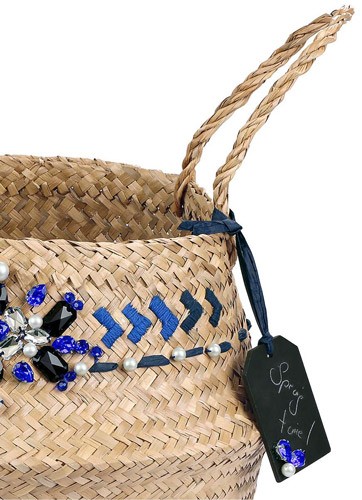 DIY fácil custo cesta tailandesa con piedras de coser y cabujones PureCrystal azul majestuoso : Paso 4