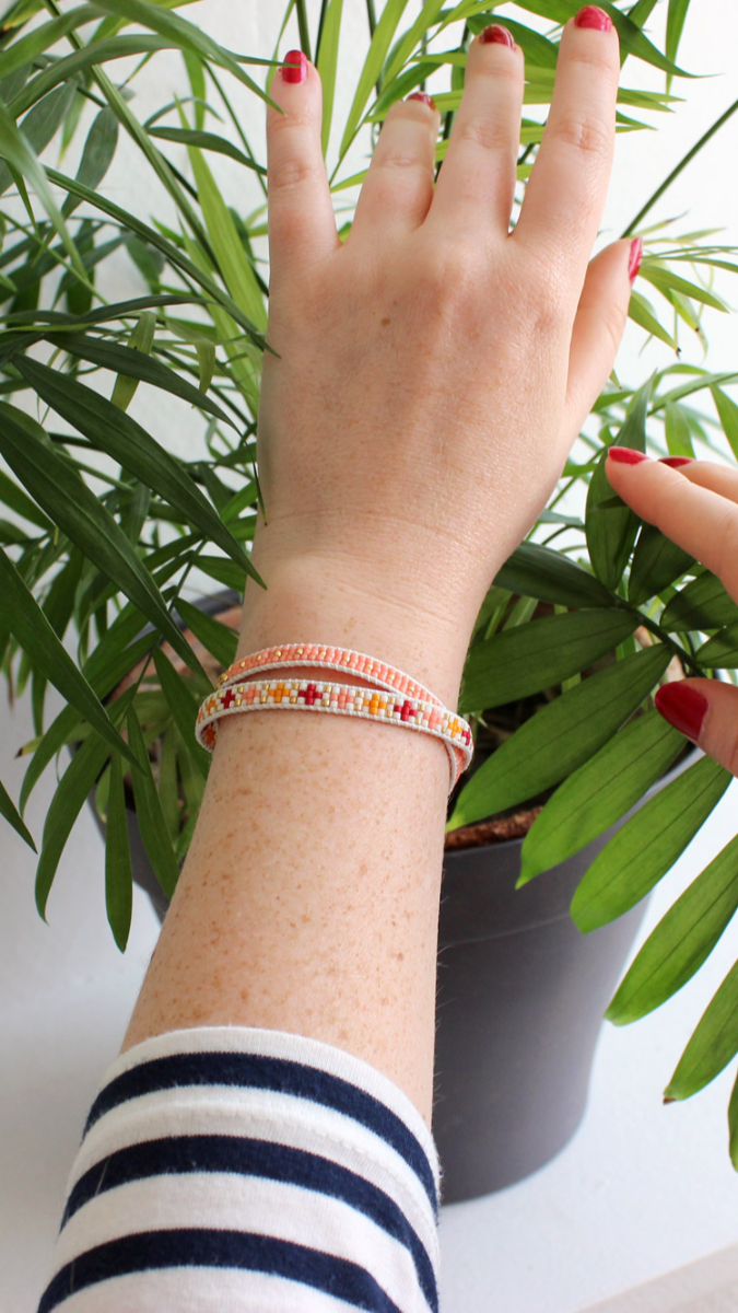 Esquema Pulsera wrap de dos vueltas Miyuki Delicas