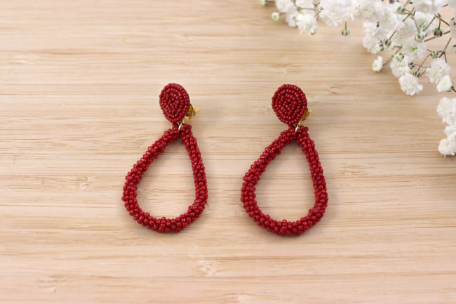 Esquema Pendientes largos con cuentas de oro rosa