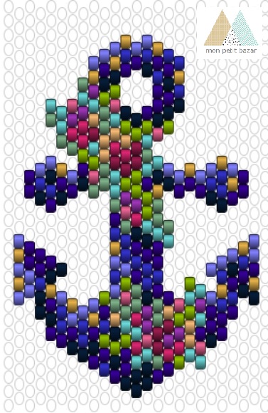 Esquema Colgante de ancla de mar con perlas Miyuki de Mon petit bazar