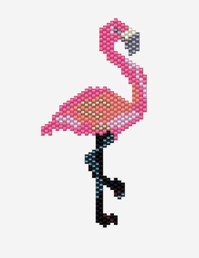 Esquema Las cuentas de flamencos de Delicas Miyuki se tejen en Delicas Miyuki