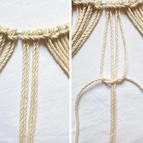 Corona de Navidad de macramé : Paso 4 Corona de Navidad de macramé : Paso 4