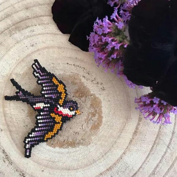 Esquema DIY tejer patrón de puntada de ladrillo golondrina con cuentas Miyuki Delicas